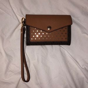 Michael Kors Brown and Gold Wristlet